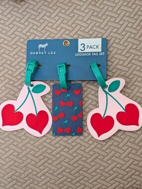 Dabney Lee Kids Cherry Luggage Tag Set - Pink, Red & Navy (3-Pack)